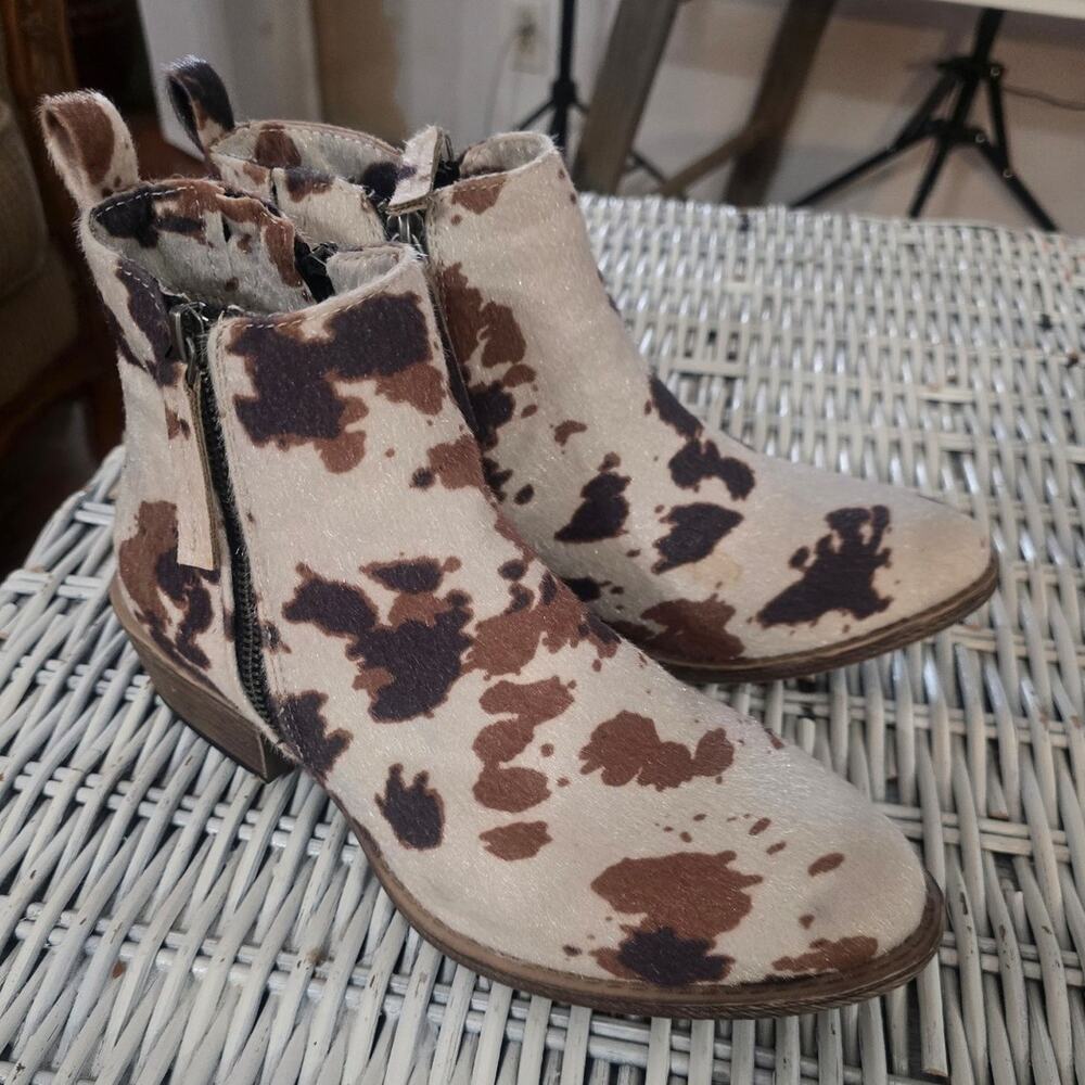 Chisel Printed Fake Hide Ankle Boots - Black & Brown Size 9 - Picture 2 of 5